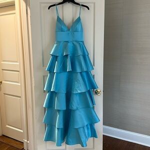 Custom teal tiered  prom dress  XS